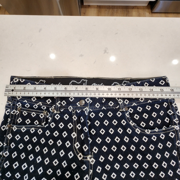 Goode Rider Full Seat Breaches Size 32R Blue Diamond All Over Print Stretch - Picture 11 of 16